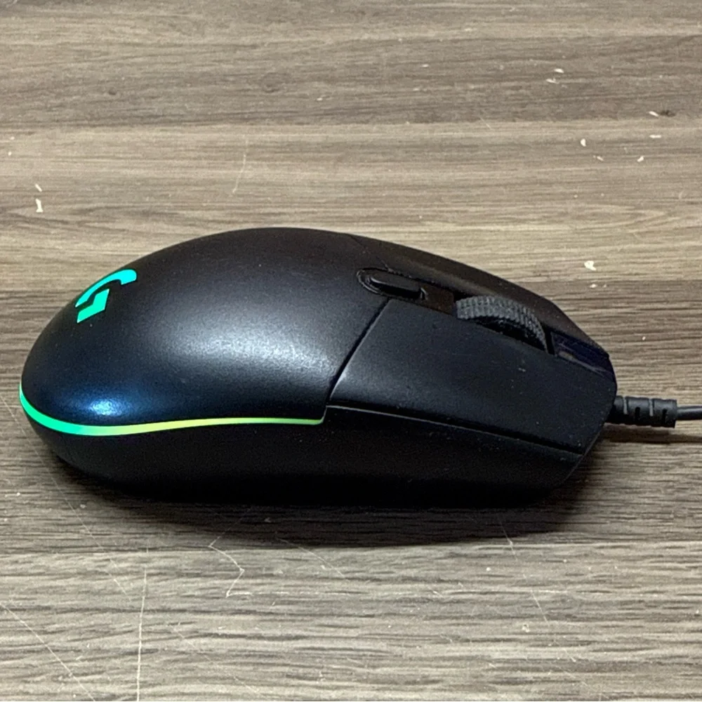 Logitech Black Wired Gaming Mouse with Pink RGB Accent